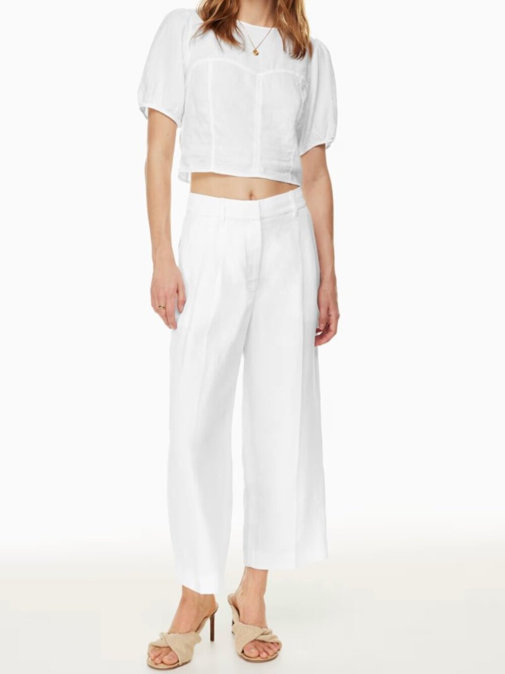 ARTIZIA The Effortless Pant Linen Blend Cropped in White Size 10